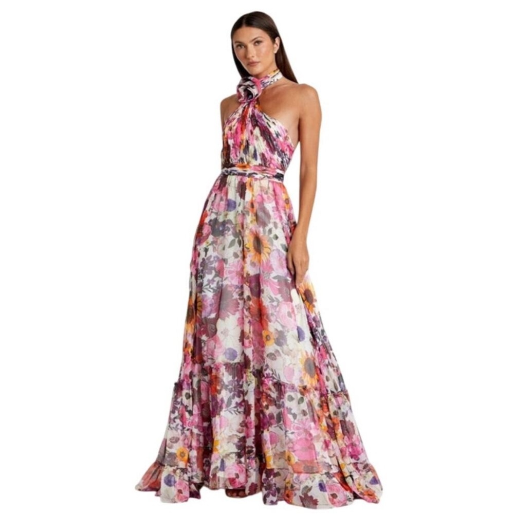 NWT MAC DUGGAL Dress Evening Gown Floral Asymmetrical